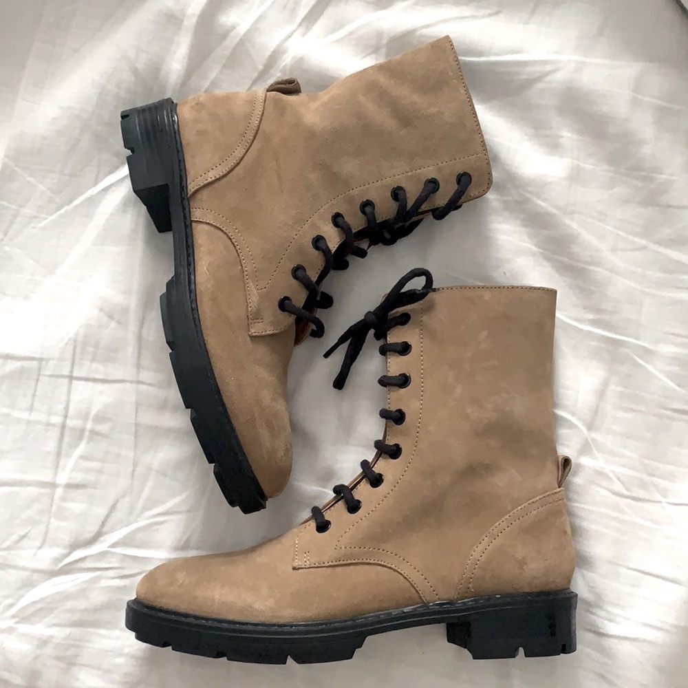 Zara Tan Leather Lace up boot